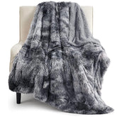 Bedsure Fuzzy Sherpa Faux Fur Twin Blanket Tie Dye Grey Cozy Gifts for Women Men, Soft Fleece Plush Warm Minky Thick Blanket Twin Size for Bed, Room Decor Dorm Essentials Grey Decor Gifts, 60x80